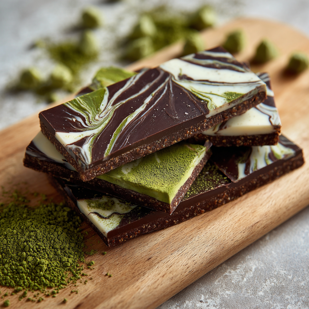 Barre croustillante matcha chocolat