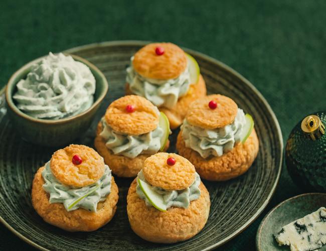 Choux salés pommes, roquefort