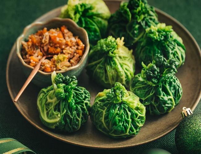 Ballotines au chou et aux légumes anciens