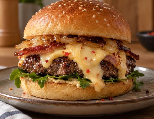 Burger à la raclette piment chili