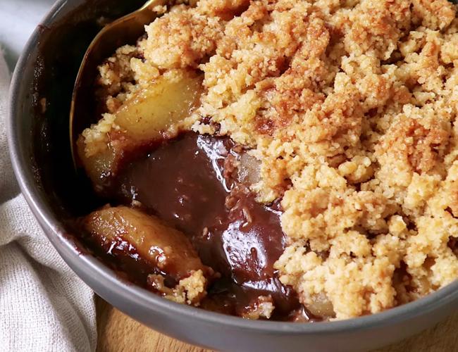 Crumble poire chocolat