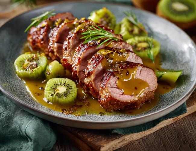 Filet mignon de porc rôti au kiwi