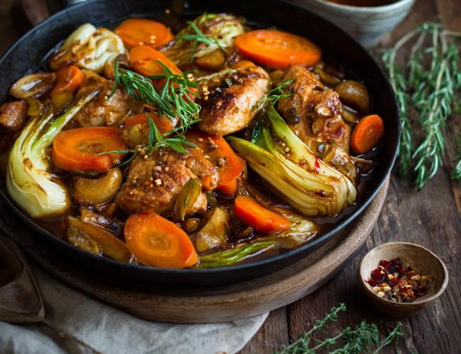 Chou chinois carottes et émincés de poulet