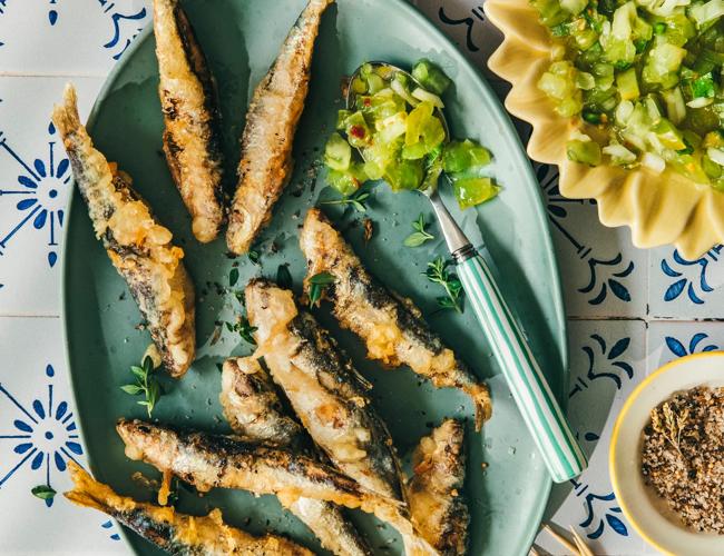 Sardines grillées et salsa de tomates vertes