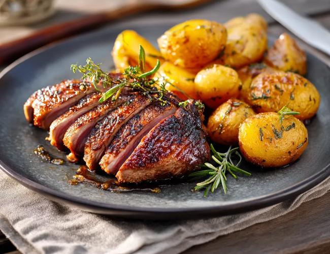 Filet de canard au miel et thym