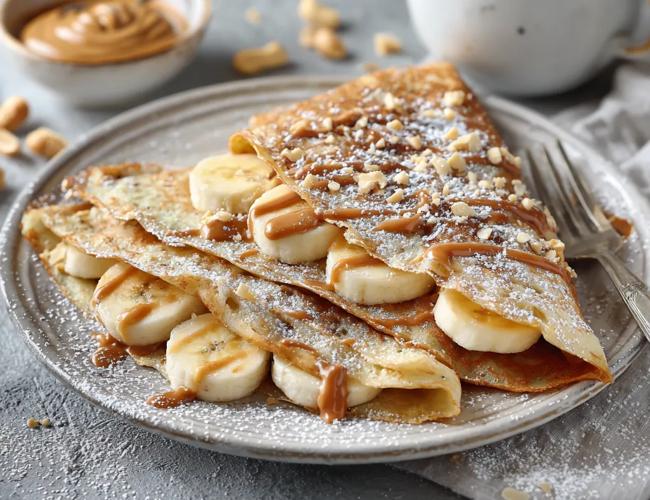 Crêpes banane & beurre de cacahuètes