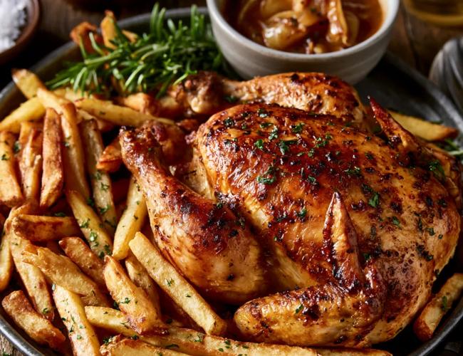Poulet fermier et frites maison