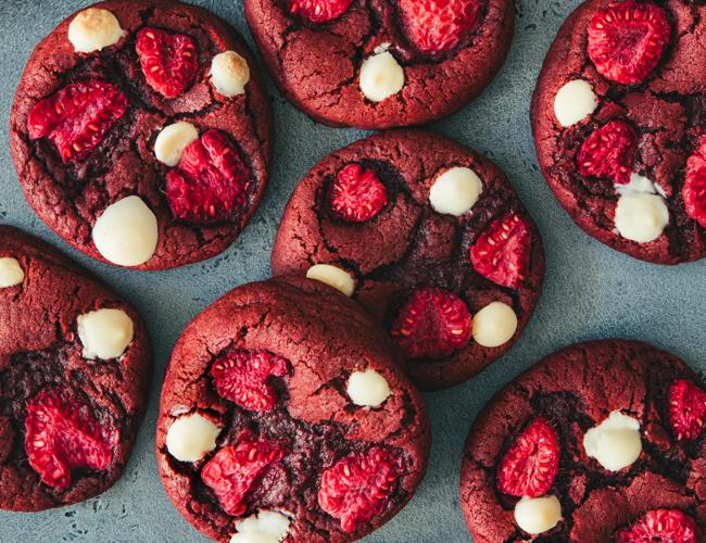 Red velvet cookies aux framboises