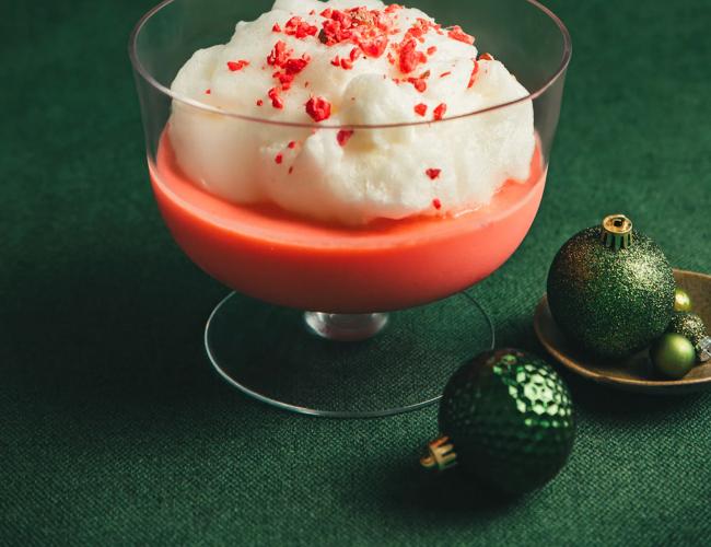 Île flottante géante aux pralines roses