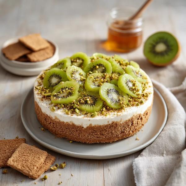 Cheesecake au spéculoos et kiwis