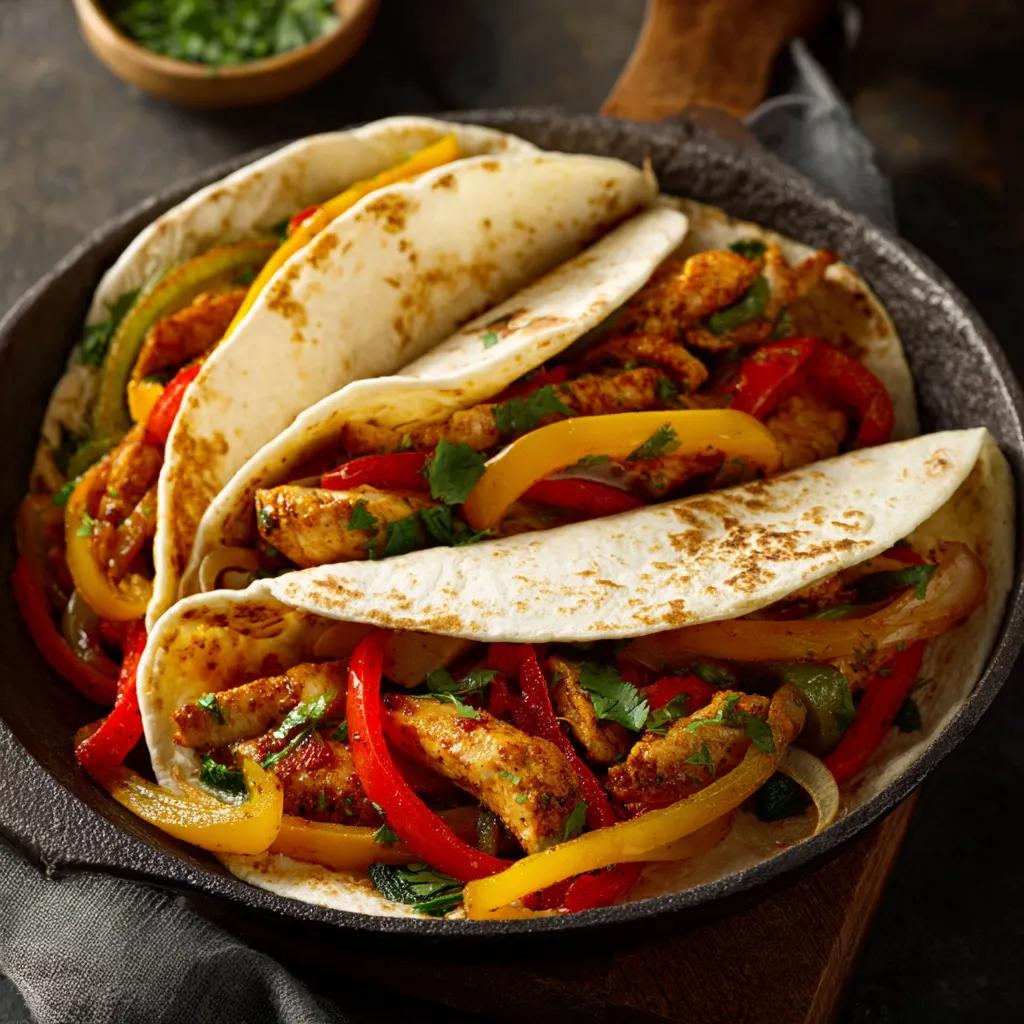 Fajitas au poulet et légumes