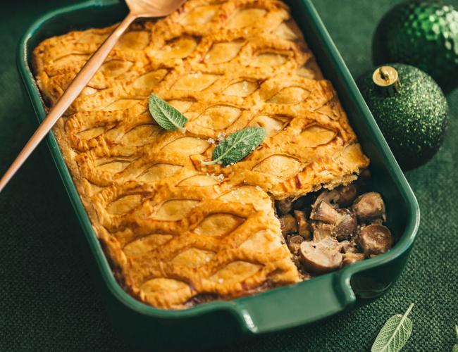 Tourte aux champignons et châtaignes