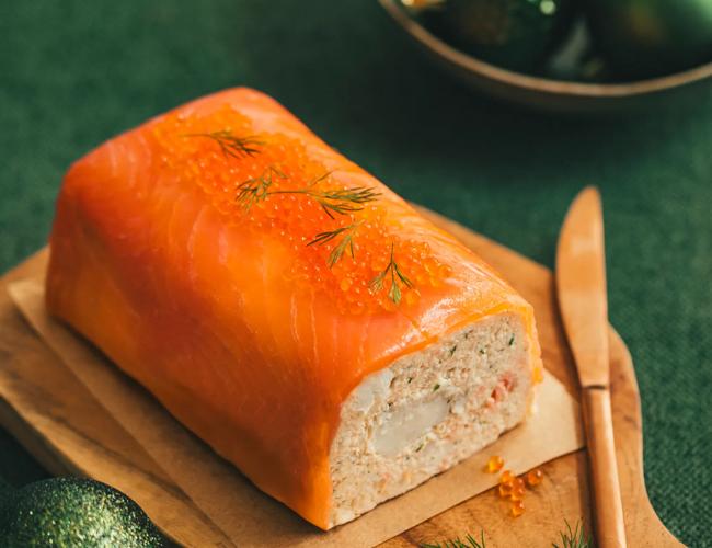 Terrine de cabillaud, saumon et saint-jacques